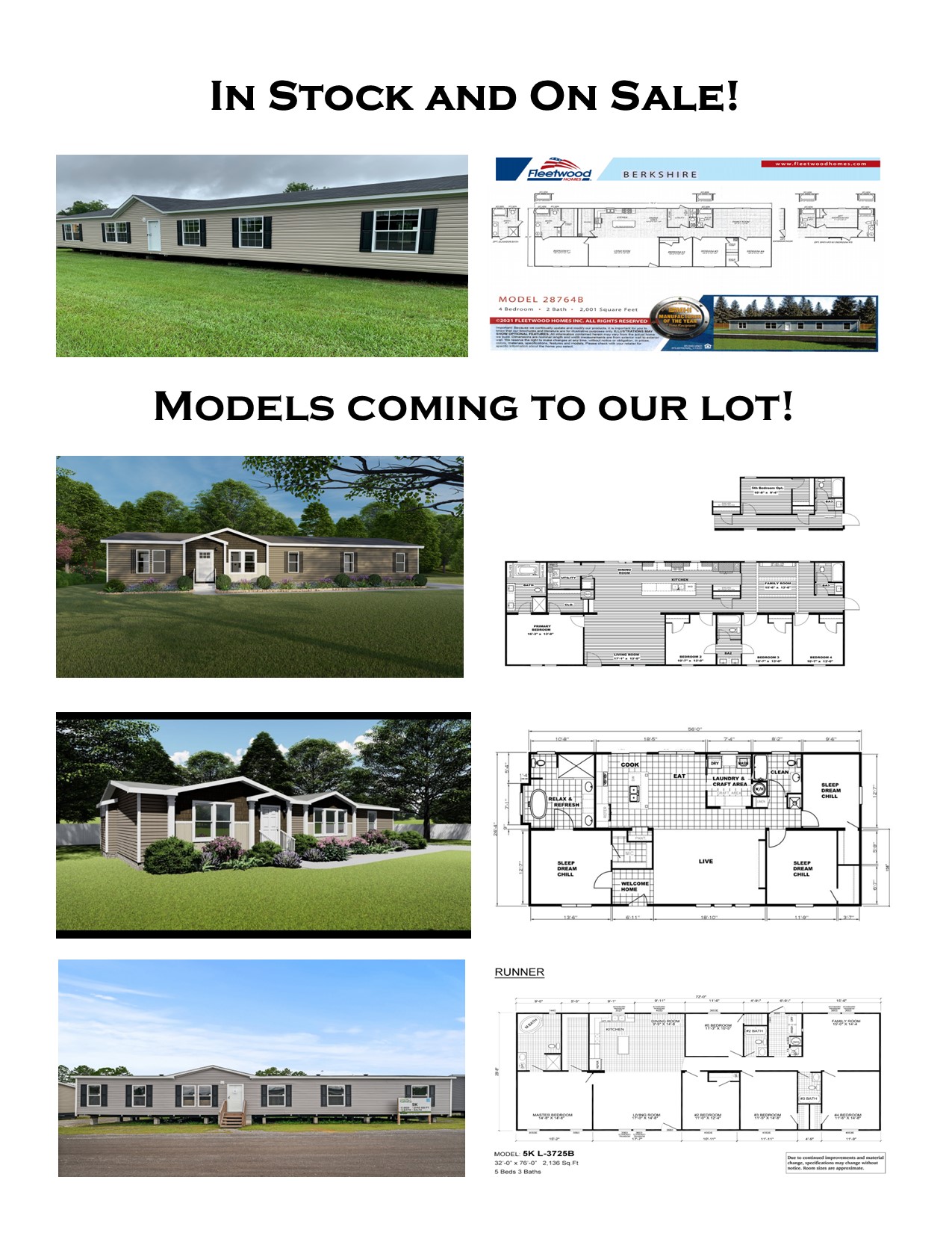 Lot and coming models Family- Marianna, FL