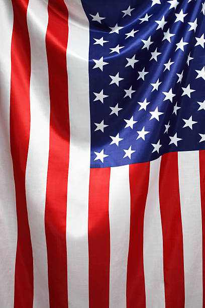 American flag hanging vertically.